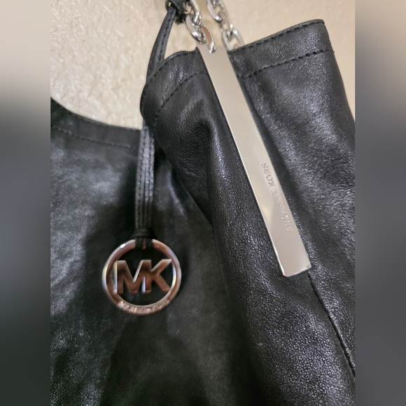 Michael Kors Black Shoulder Bag with Silver Accents - Picture 3 of 11